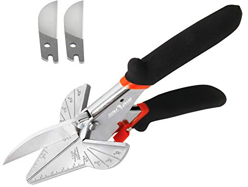FLORA GUARD Mitre sax, trimskärare med flera vinklar, packningssax för skärning av mjukt trä, plast, PVC och mer, inklusive 2 reservblad (JDJ-3)