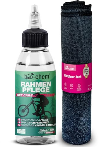 bio-chem - Entretien du cadre de vélo vtt e-bike 100ml + chiffon en microfibres - Nettoyage et soin cadres des vélos de route, électriques, tout terrain - Outils velo degraissant