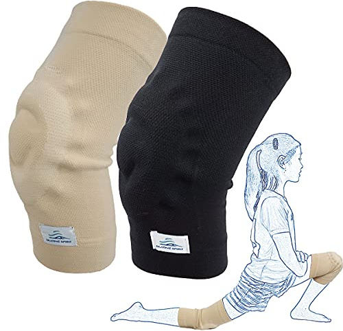 SKATINGSPIRIT Gel Knee Pads (1 Pair), Cushion and Support Knee Cap for Dancing Figure Skating Gymnastic, Youth and Adult (Black Medium)