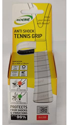 Noene Unisex – Erwachsene Tennis Grip Anti Shock Griffband, Weiß, Breite 25 mm x Länge 1.100 mm x Dicke 1,6 mm