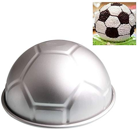 Bzocio 1 PCS 3D demi boule ronde en forme de gateau de football moule 8 pouce d'epaisseur en alliage d'aluminium moule moule de cuisson d'anniversaire