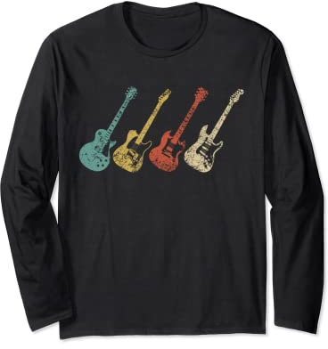 Vintage E-Gitarren T-Shirt Used-Look Herren Damen Kind Langarmshirt
