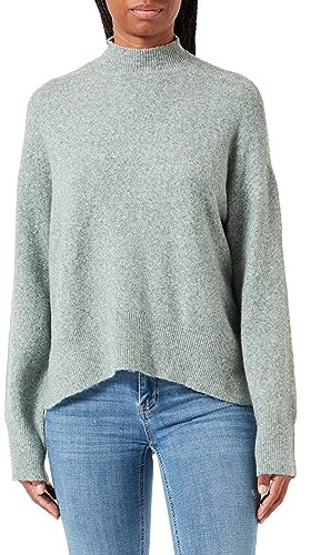 Vero Moda Vmdofwool Ls Pull col Montant GA Noos Sweater, Forêt Sombre/détail : mélange, M Femme