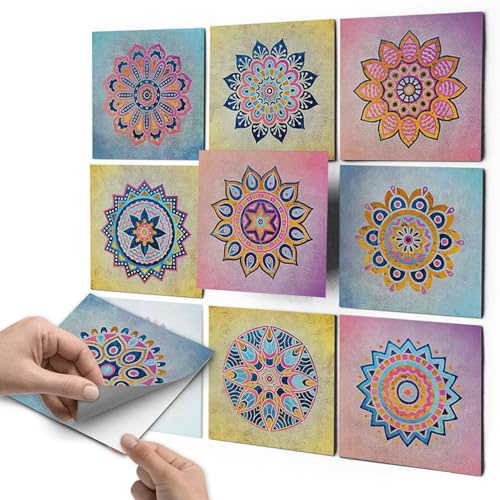 20 Stück Fliesenaufkleber 15x15 cm für Küche und Bad - Klebefliesen, Mosaikfliesen - Stickerfliesen, Fliesen Folie SET // Design: Indian Tiles