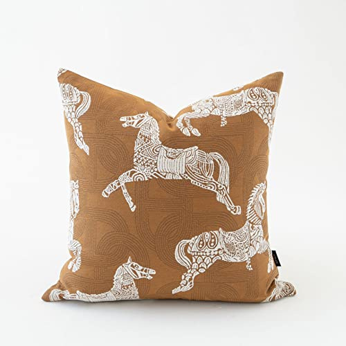 Croker Horse 20x20'' Inches Throw Pillow Cushion Cover - Luxury Palace Horse Pattern Chenille Embroidery Luxury Modern Fashion Style Couch Sofa Pillow for Living Room Bedroom