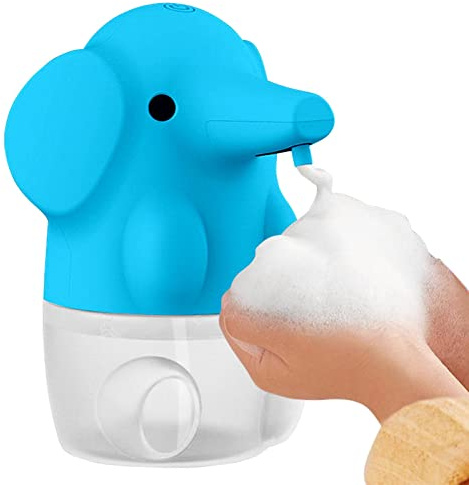 Pomurom Sensor-Seifenspender, Berührungsloser Schaumseifenspender in Elefantenform, Schäumender Seifenspender für Badezimmer und Küchenarbeitsplatten mit Infrarotsensor für Hotel und Schule