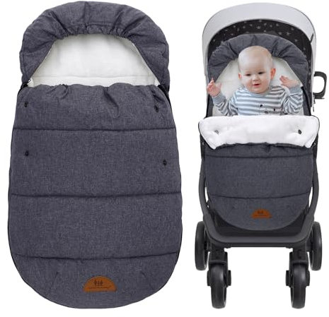 Universal Fußsack Baby Einschlagdecke für Babyschale und Kinderwagen Babybett Autositz Buggy für Winter geeignet (Schwarz)