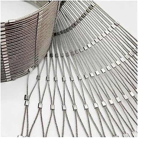 Flexibles Edelstahl-Seilgeflecht, Schutznetz, Sicherheitsnetz, 2 mm, Flexibles Edelstahlgeflecht for Garten, Bauernhof, Treppenbalkon (Farbe: Maschenweite 10 cm, Größe: 1 x 1 m) (Size : Rope Diameter