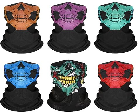 Lahviuu Cache Cou,6 pcs Bandana Multifonctions Couvre Elastique Tube Bandeaux Echarpe Gaiter Tour de Cou Tubulaire,pour Moto, Cyclisme, Ski, Randonnée, Course à Pied