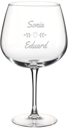 Wanapix | Copa de Gin Tonic Personalizada con Nombre| Copa de Balón para Combinados | Cristal Grabado | Apta Lavavajillas | Regalo para Fiestas | 70cl | Love Heart