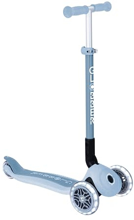 GLOBBER Primo Foldable Lights Eco Roller – Tretroller Kinder ab 3 Jahre - Scooter 120/80 mm - ABEC 5, 3-rädrig LED-Rollen– höhenverstellbar