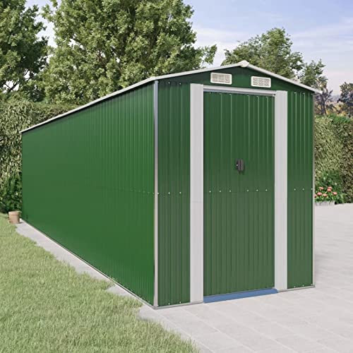 ZEYUAN Abri de Jardin Vert 192x772x223 cm Acier galvanisé,Abris De Jardin,Abri De Stockage pour Jardin,Abri D'Outils De Jardin