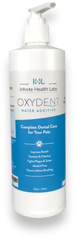 Infinite Health Labs Oxydent Premium Pet Dental Care Solution - Pet Water Additive & Mouthwash for Teeth Cleaning - Eliminate Bad Dog & Cat Bad Breath - Dog Dental Rinse - Fights Tartar & Plaque