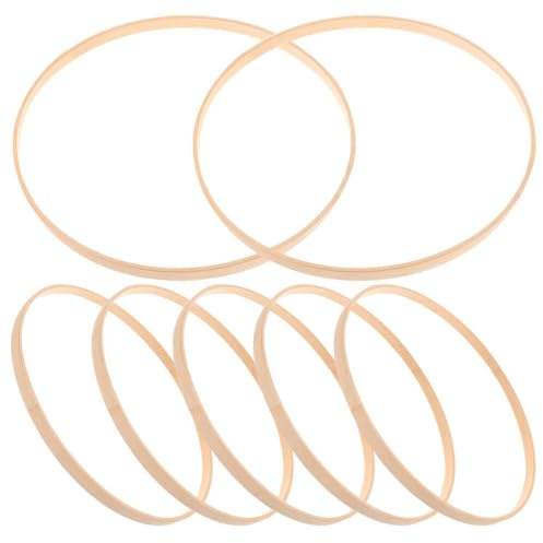 Lot de 10 Anneaux de Broderie en Bambou Beige, Cercle Lisse | Couronne et Bureau, Facile à Suspendre, Format Cercle pour Loisirs Créatifs et Décoration