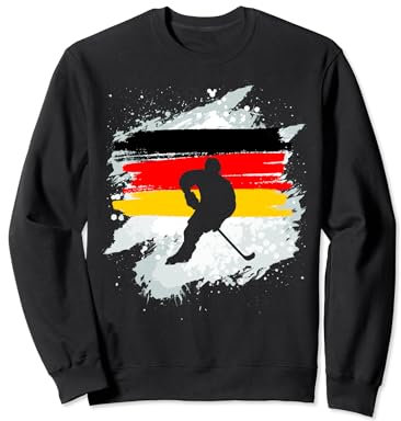 Eishockey Spieler mit coolen Deutschland Farben Sweatshirt