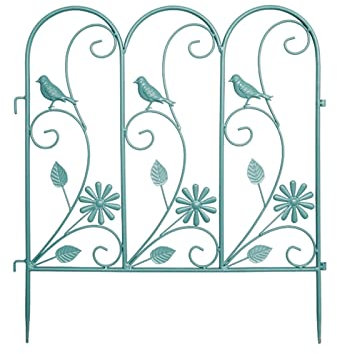 Cenz-888 Dekorativer Gartenzaun Innenhof im Freien Schmiedeeisen Kleiner Zaun Retro Blume und Vogelprüfung Zaun Gartendekoration Zaun Außenbildschirm Outdoor-Dekor (Size : 6pc)