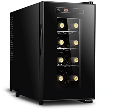 UsmAsk Weinkeller für 8 Flaschen, Weinkeller mit konstanter Temperatur/23 l Weinschrank, mit Regalen und LED-Beleuchtung, 11–18 °C, mehrere Stile