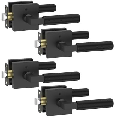 Asidrama 4 Pack Black Privacy Door Handles, Door Lever with Door Knobs Indoor for Bedroom or Bathroom, Heavy Duty Door Handles Interior with Locks for Left Right Sided Doors