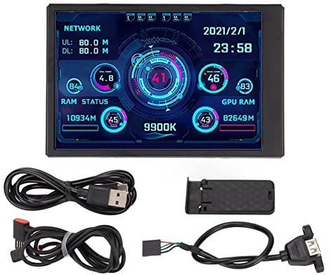 BORDSTRACT Mini Pantalla IPS USB de 3,5 Pulgadas, Monitor de Temperatura de computadora Multifuncional PC CPU RAM Monitor de Datos Panel de Sensor de PC Monitor de Temperatura