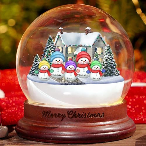 Bolas de Navidad Personalizadas,Bola de Cristal de Muñeco de Nieve Nombre Personalizable,Decoración de Chimenea de Mesa de Navidad Hogar,Ideas Regalo para Niño Mamá Papá Abuela Abuelo