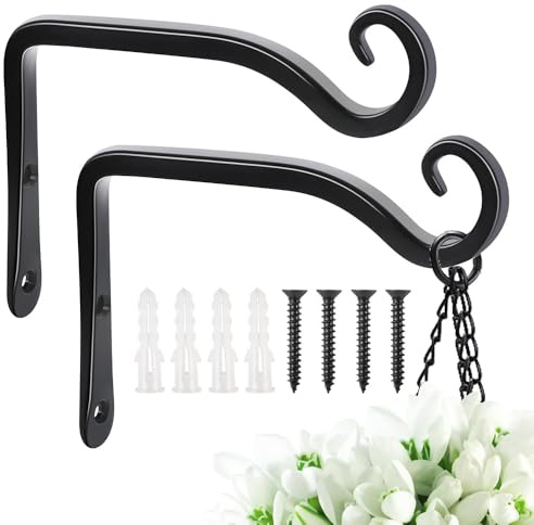Roysmart 2 Stück Pflanzenhalterung Blumenampelhalter, 15.2 cm Eisen Wandhaken Blumenampel Wandhalter Metallhaken, Aufhängen von Pflanzer Vogelhäuschen Laterne Windspiele Wandleuchter