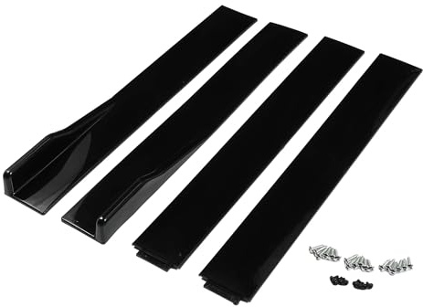 A ABSOPRO Auto-Seitenschweller 160cm/62,99in Außenrocker-Splitter-Diffusor-Kit Universal Hochfeste ABS-Glanzschwarze Seitenschweller-Verlängerungsplatte Splitter-Lippen-Spoiler