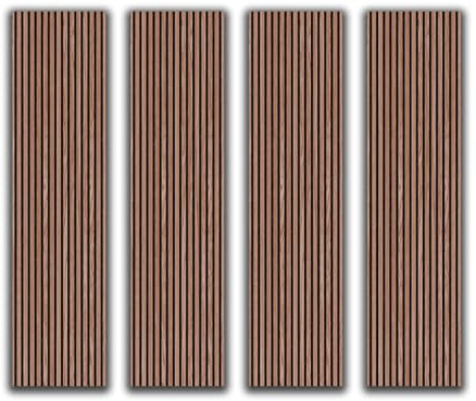 HPFloor Acoustic Panels, Wood, 240 x 60 cm, Walnut, Set of 4, Wall Cladding Wood MDF Slat Wall, Oak, Wall Panels, Wooden Wall on Black Felt for Sound Insulation, Wooden Panels Wall 21 mm