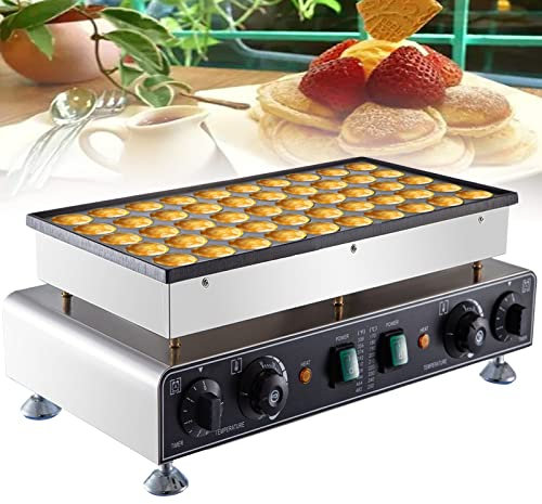Mini máquina para hacer panqueques holandeses de 50 agujeros, mini máquina eléctrica para hacer gofres Poffertjes Dorayaki, plancha antiadherente para muffins para el hogar y restaurantes