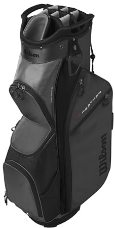 Wilson Feather Cartbag, Mit 14-facher Unterteilung und neun Staufächern, Hält Schläger organisiert & geschützt