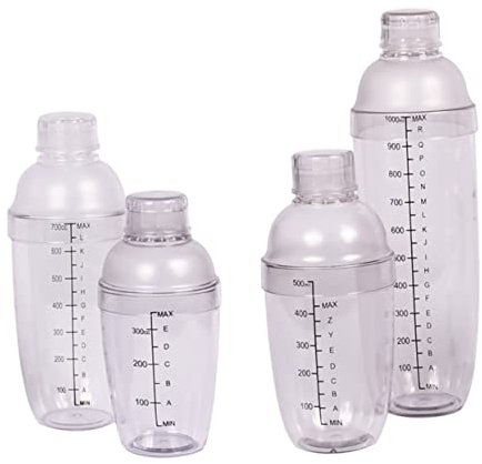Cabilock Juego De Coctelera De 4 Piezas Coctelera De Plástico Con Barra De Escala Coctelera Manual Esmerilada No Hermética Para Cócteles