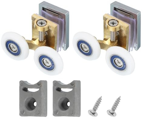 sourcing map Lot de 2 roulettes doubles pour porte de douche 25 mm Cuivre