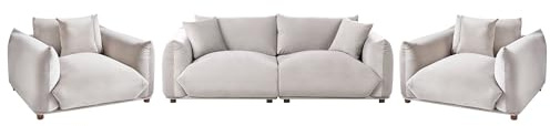 Beliani Conjunto de Sala de Estar tapicería de Terciopelo Gris Pardo 5 plazas con Cojines sofá y sillones