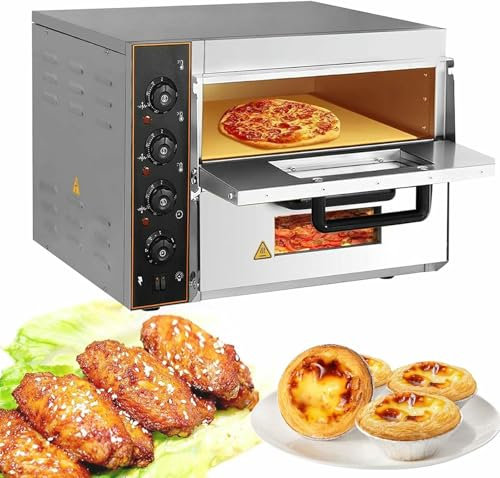 Forno Per Pizza Commerciale 3KW, Forno Per Pizza A Doppio Piano 16 Per Interni, Macchina Per La Cottura In Acciaio Inossidabile, Tostapane Elettrico Con Rotisserie Con Impostazione Temperatura E T