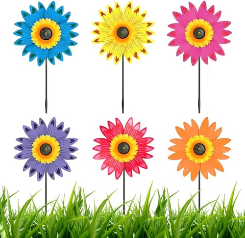 Girouette Tournoyante - Moulin à Vent pour Pelouse,Décoratif Étanche pour Jardin Pelouse Extérieur avec Motif Solaire