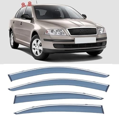 ANYANH 4 Stück Windabweiser Für Skoda Octavia 2007-2014, Car Comfort Windabweiser Windabweiser Regenabweiser Rauchabweiser Regen Ventvisor Auto Seitenfenster Visier Abweiser