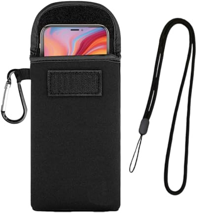 Handytasche Neopren-Handytasche für iPhone 16 15 14 13 12 Pro Max mit Karabiner und Umhängeband, für Samsung S25 Ultra, S24 Ultra, S23 Ultra, passend für Handys bis 6,7 Zoll, für Wandern und Reisen