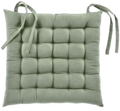 Acomoda Textil – Cojines para Silla de Espuma con Tela y Cintas de Sujeción 38x38 cm. Asiento Acolchado, Mullido y Cómodo para Interior y Exterior de Comedor, Jardín y Terraza (Verde, 2 Unidades)