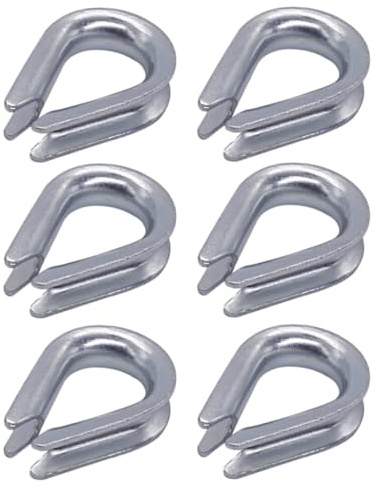 SKIR'CO (6 pièces) Cosses de câble en acier galvanisé DIN 6899B 8 mm, cosses en forme de cœur pour câbles en acier, gréement de câbles