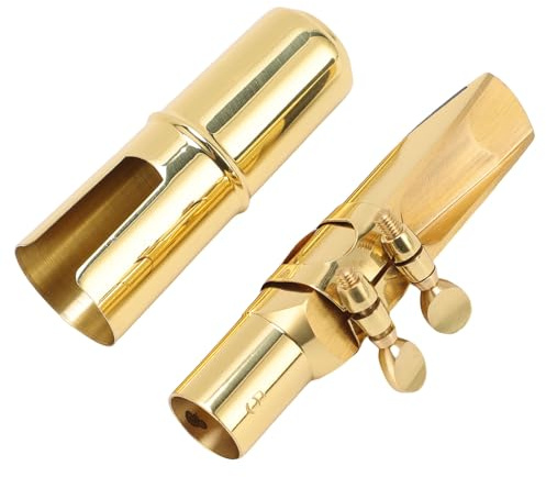 Jiawu Kit de Remplacement D'Embout de saxophone. Son Brillant et concentré, Embout Métallique avec Patch Pad et Capuchon