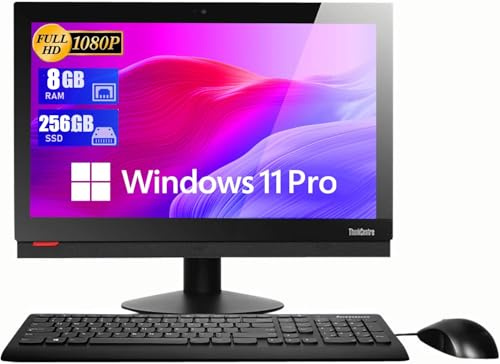 Lenovo ThinkCentre M810Z All in One Desktop Computer PC, Mit 21.5-Zoll-Monitor, Intel Celeron G3930, 8GB RAM, 256GB SSD, US Tastatur, WiFi, Bluetooth, Windows 11 Pro (Generalüberholt)