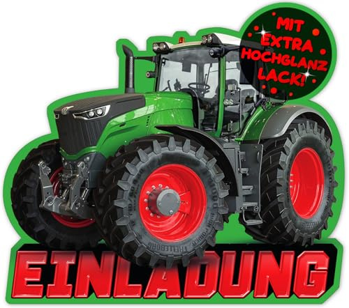 VULAVA 12x Traktor EINLADUNGSKARTEN KINDERGEBURTSTAG Junge Mädchen - die Trecker PARTY Karten sind die Traktor EINLADUNG für Jungen Mädchen Kinder GEBURTSTAG Bauernhof KINDERPARTY Schlepper Pferde