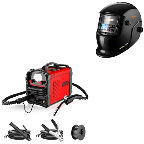 DEKOPRO Saldatrice 220V 135A MIG-Lift TIG-Stick 3-in-1 IGBT portatile, casco auto-oscurante solare true-color, kit completo per casa e fai-da-te, sicurezza e precisione