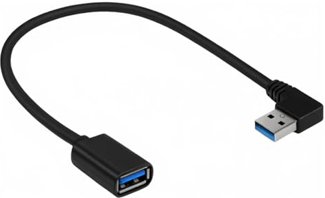 AYHYHLJZJ Rallonge USB 3.0 90 Degrés USB-A, Câble Rallonge USB Court 30 cm, Fiche USB A Coudée à 90°, USB Male Femelle Extension, Design Gain de Place pour PC, Laptop, TV, PS4
