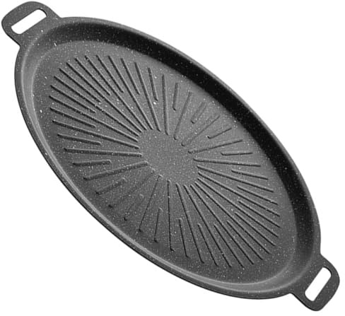 SUPVOX Padella per Grigliare Antiaderente da 30 Cm in Pietra di Maifan, Vassoio per Grigliate Aperto Manici, Accessorio per Barbecue Domestico da Esterno, per Carne e Verdure