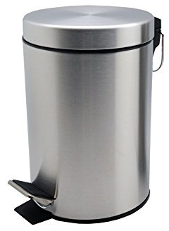 Harbour Housewares 3L Bathroom Bin - Matte Chrome - Round Stainless Steel Pedal Bin Slim Kitchen Rubbish Trash Can Garbage Dustbin with Lid and Inner Liner Bucket