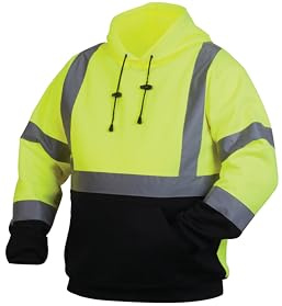 Pyramex Hi Vis Lime Safety Pullover Sweatshirt With Black Bottom Large, Hi Vis Lime, Large