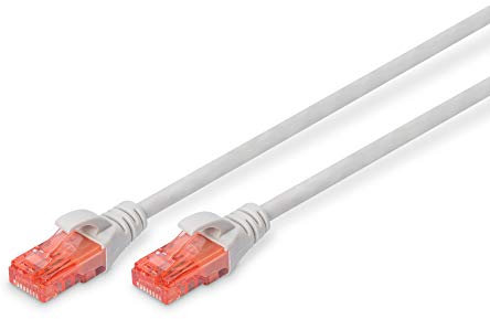 DIGITUS CAT 6 U-UTP Patch Cable, 2m, cavo di rete LAN DSL Ethernet, PVC, CCA, AWG 26/7, Grigio