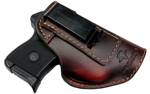 The Defender Leather IWB Holster - Made in USA - Fits Ruger LCP, LCP2, Sig P238, P290, S&W Bodyguard .380 and Most .380's Made in USA - Brown Right Handed