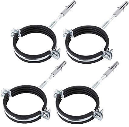 (Pack of 4 pcs) Anti Vibration Single Metal Pipe Brackets Clips Clamps Rubber Lined for Ø 75-80 mm Pipes (4)