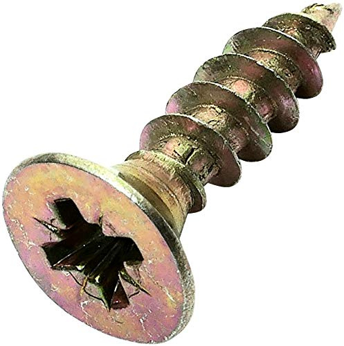 AERZETIX C45173 Vis à Bois Ø5x20mm Lot de 100 | Acier Laitonné Métal, Tête Fraisée, Empreinte Cruciforme Pozidriv, Couleur Laitonné